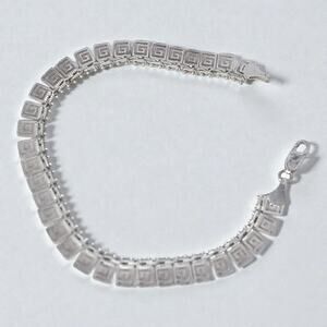 Vintage Mexico 925 Silver Greek Key Bracelet Maze Flexible Link 7.5"